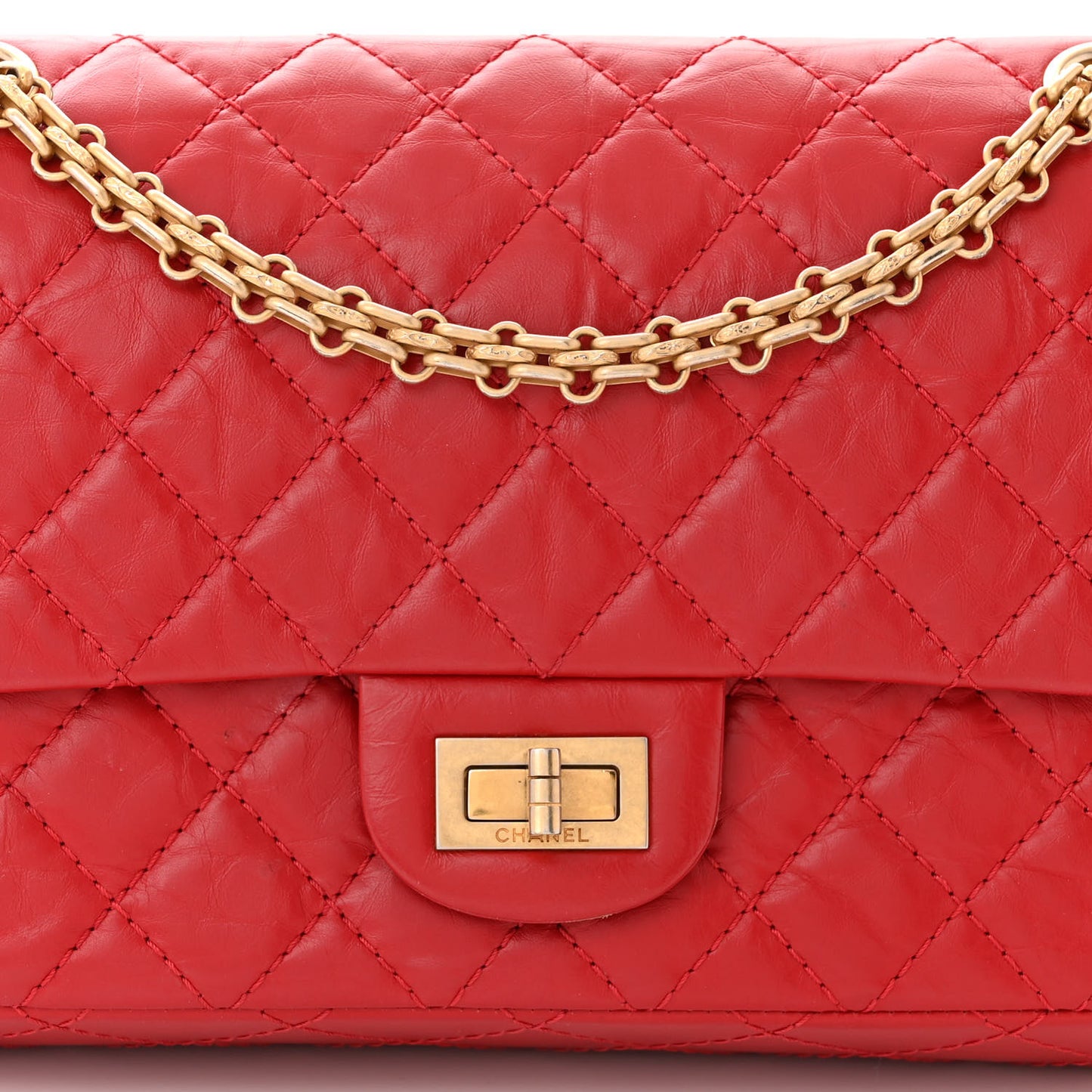 Aged Calfskin Quilted 2.55 Reissue 225 Flap Red