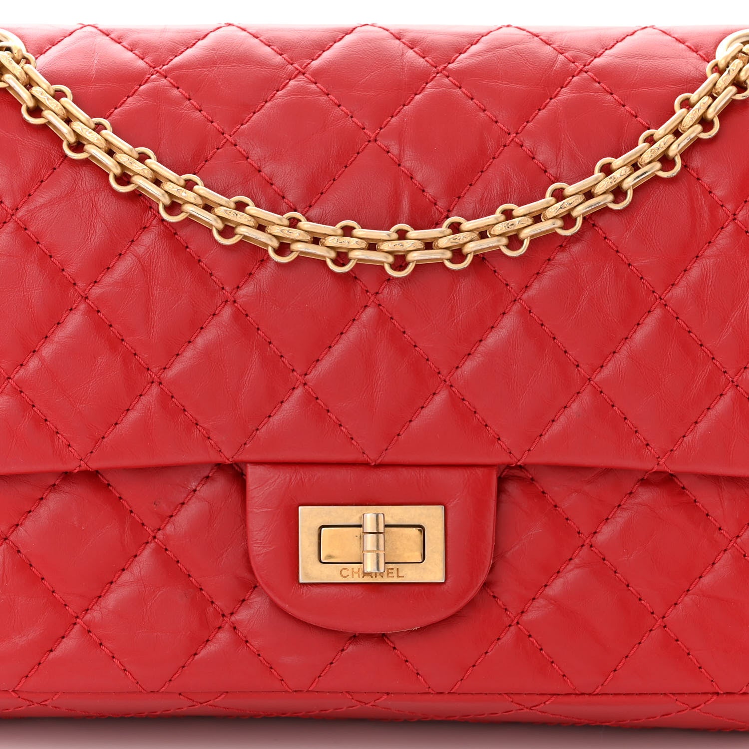 Chanel Aged Calfskin Quilted 2.55 Reissue 225 Flap Red 8 of 10
