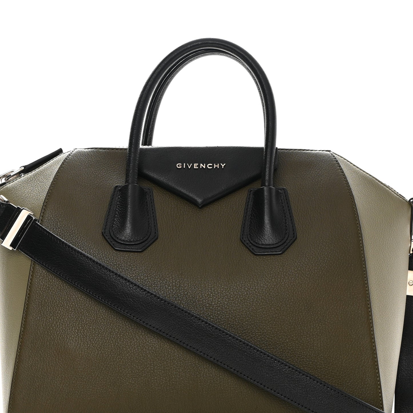 Sugar Goatskin Medium Tri-Color Antigona Khaki Black