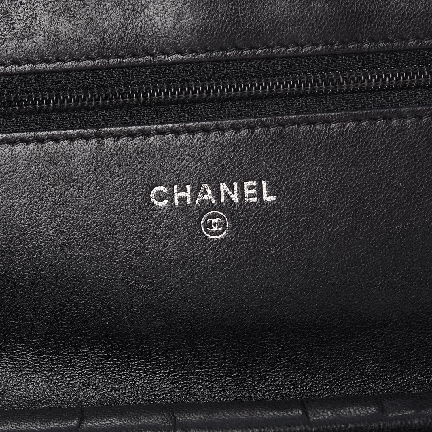 Chanel Lambskin Camellia Embossed Wallet On Chain WOC Black 7 of 14