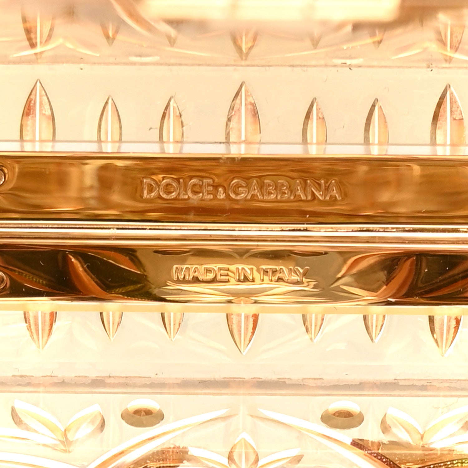 Dolce & Gabbana Metallic Plexiglass Crystal Embellished Shoulder Bag Gold 5 of 8