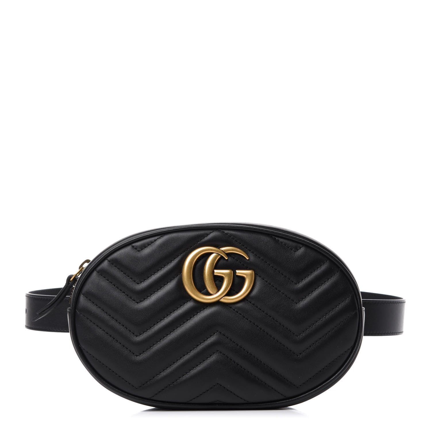 Gucci Calfskin Matelasse GG Marmont Belt Bag 75 30 Black 1 of 11