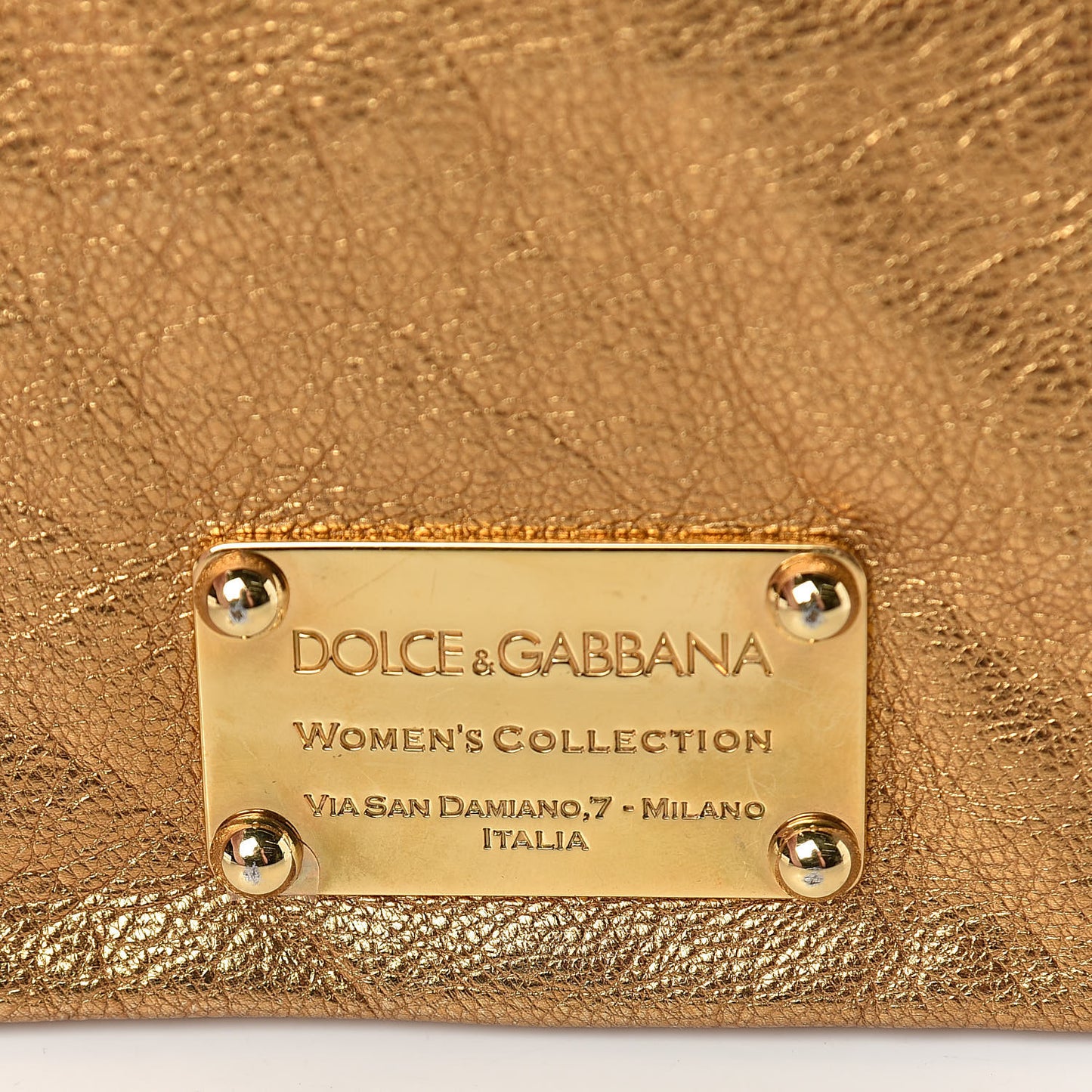 Metallic Calfskin Flap Clutch Gold