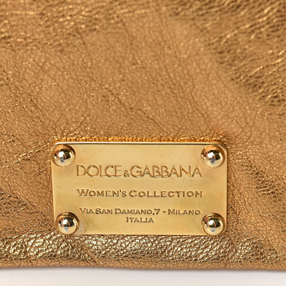Dolce & Gabbana Metallic Calfskin Flap Clutch Gold 8 of 10
