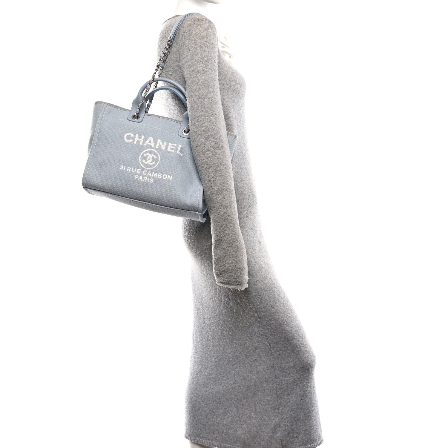 Chanel Mixed Fibers Small Deauville Tote Light Blue 2 of 12