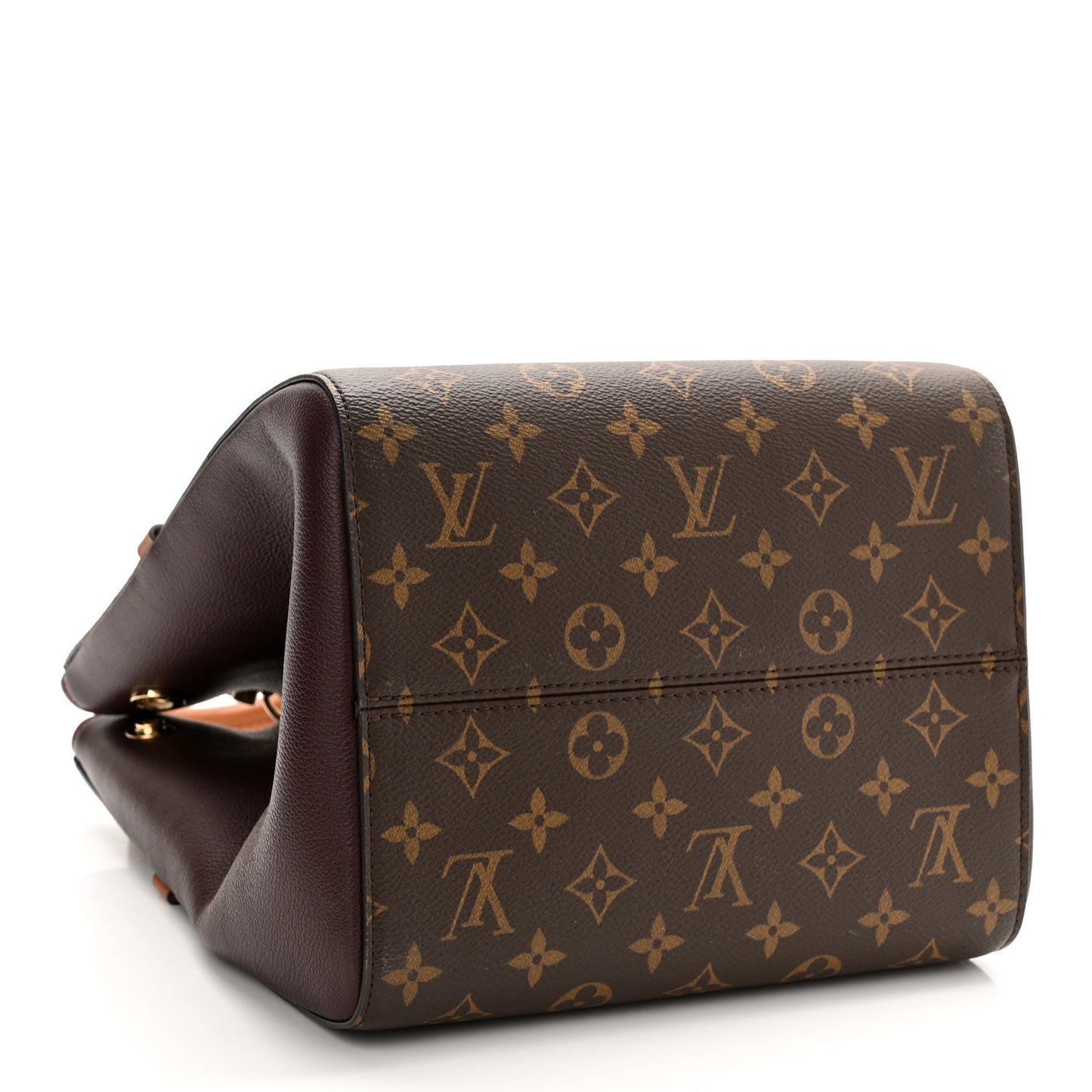 Calfskin Monogram Fold Tote MM Black Wine Cream