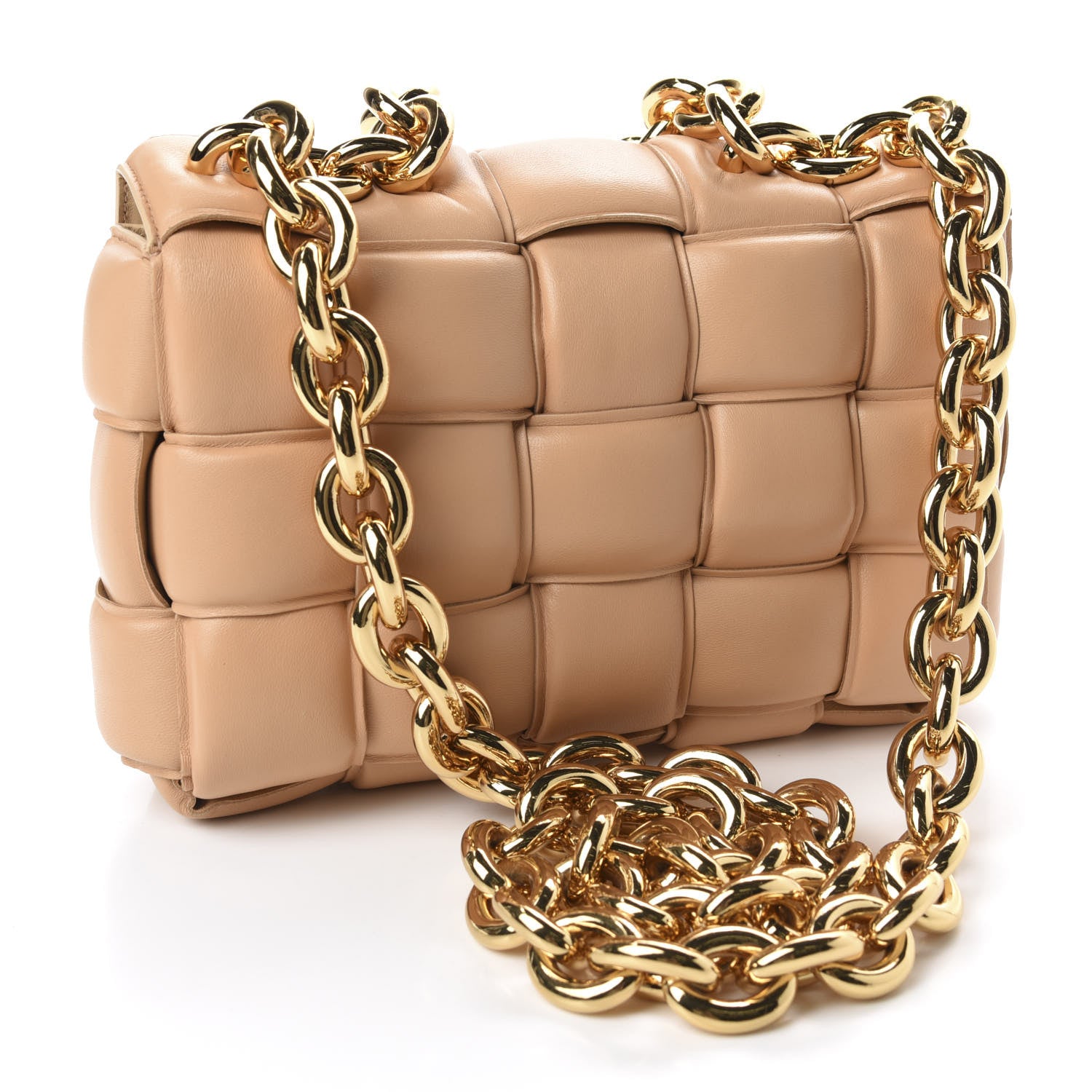 Bottega Veneta Lambskin Maxi Intreccio Padded Chain Cassette Crossbody Bag Almond 3 of 9