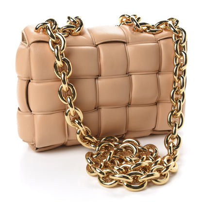 Bottega Veneta Lambskin Maxi Intreccio Padded Chain Cassette Crossbody Bag Almond 3 of 9