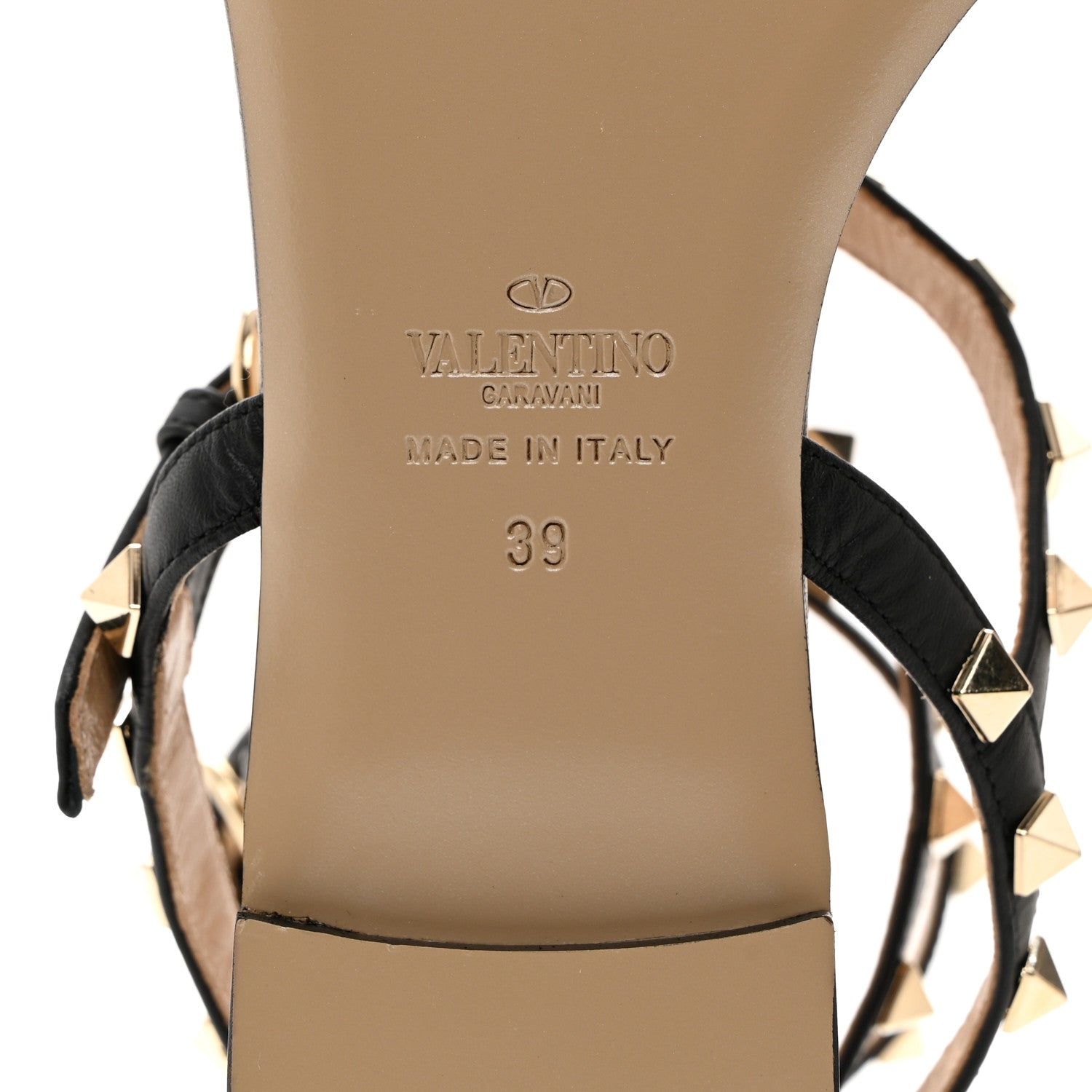 Valentino Garavani VALENTINO GARAVANI Nappa Rockstud Ankle Strap Flat Thong Sandals 39 Black 7 of 7