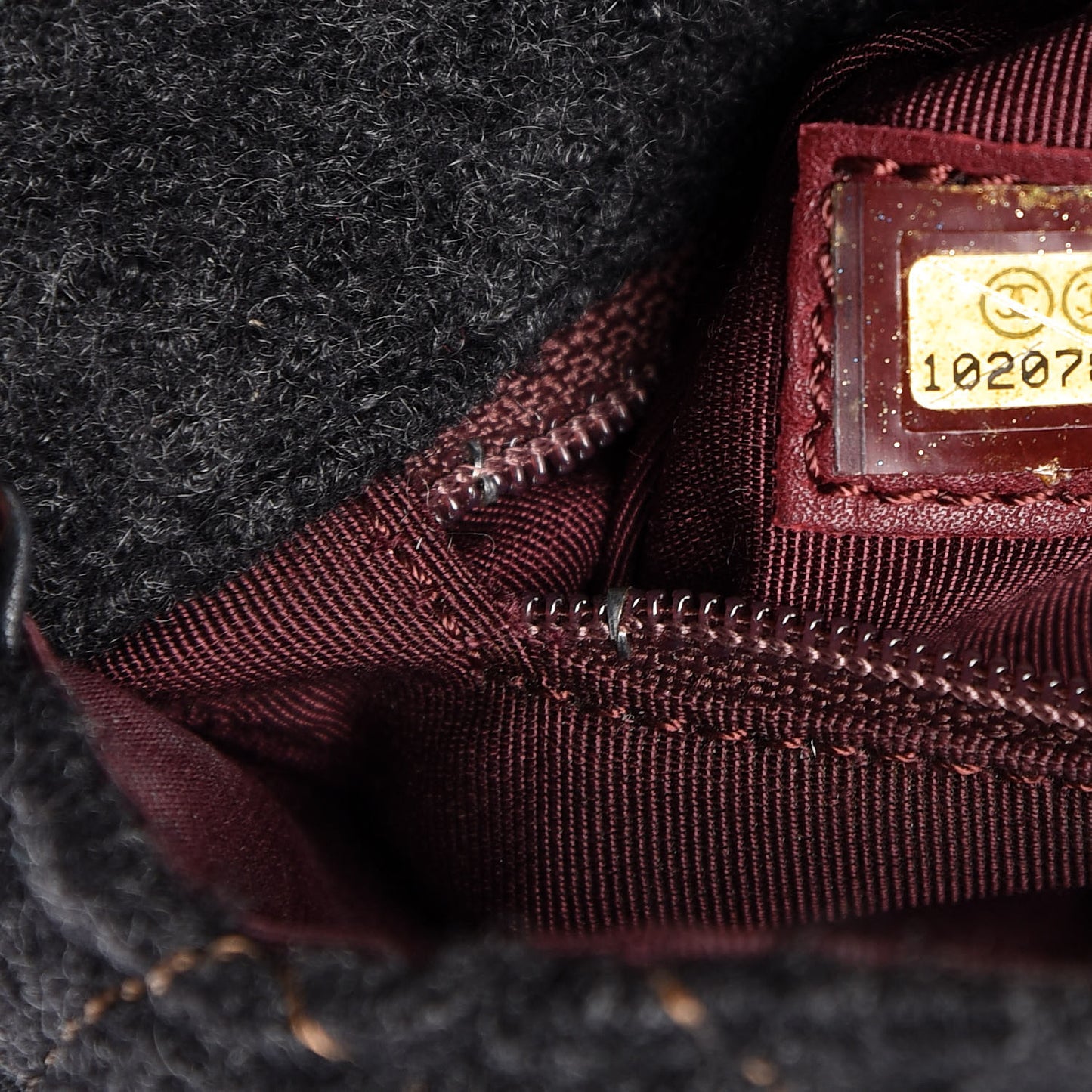 Wool Contrast Stitch Mini Square Flap Charcoal