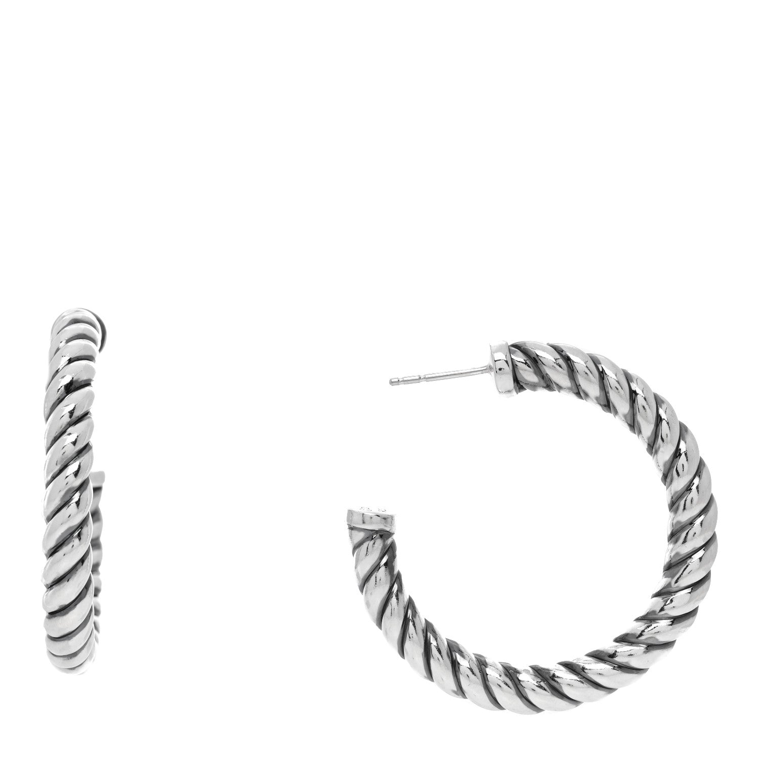 David Yurman Sterling Silver 40mm Sculpted Cable Hoop Earrings 1 of 4