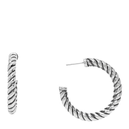 David Yurman Sterling Silver 40mm Sculpted Cable Hoop Earrings 1 of 4