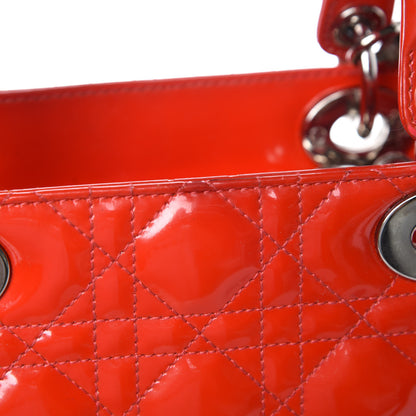 Christian Dior Patent Cannage Whipstitch Medium Lady Dior Red 13 of 13