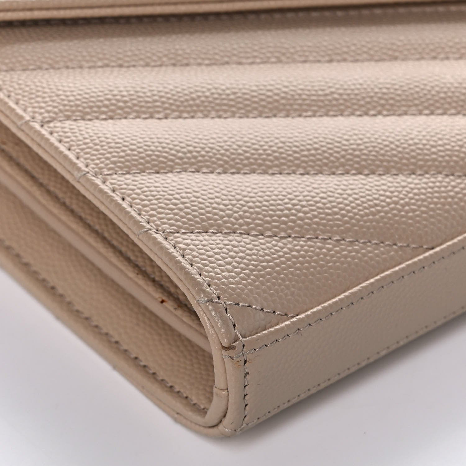 Saint Laurent Grain De Poudre Matelasse Chevron Monogram Chain Wallet Nude Powder 9 of 11