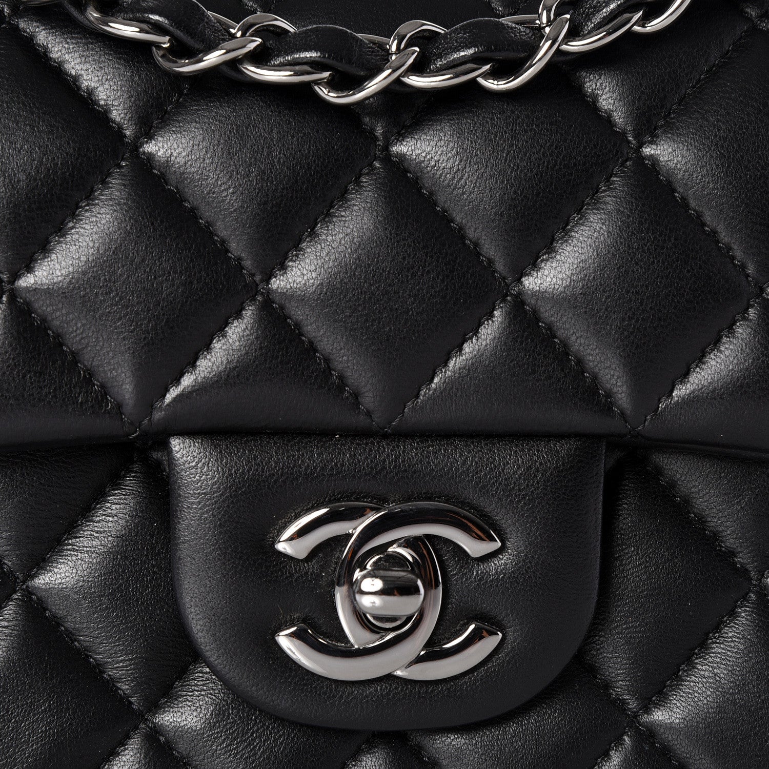 Chanel Lambskin Quilted Mini Rectangular Flap Black 11 of 12