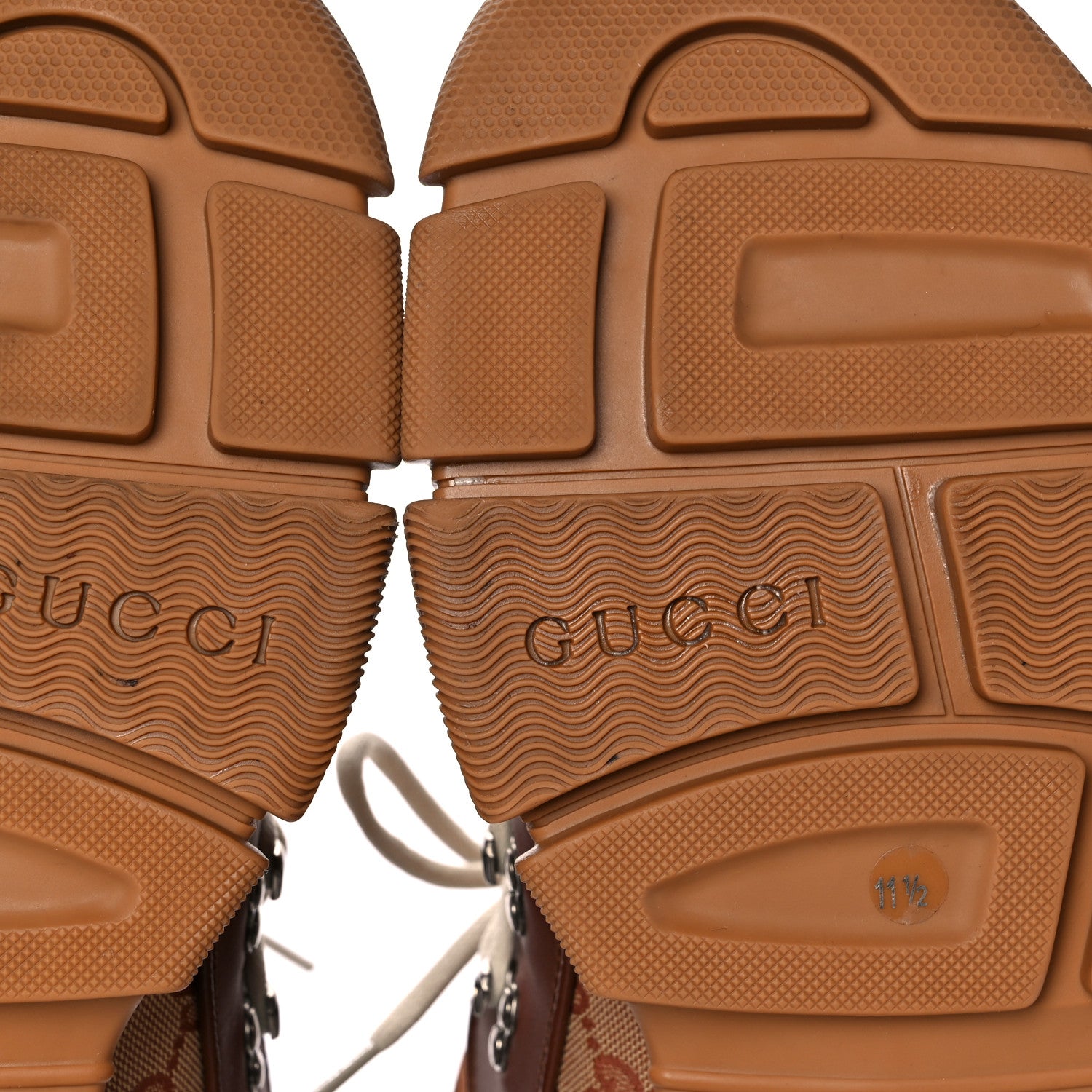 Gucci X SEGA Suede Calfskin GG Monogram Mens Flashtrek Sneakers 11.5 New Cuir Beige Ruggine 6 of 13