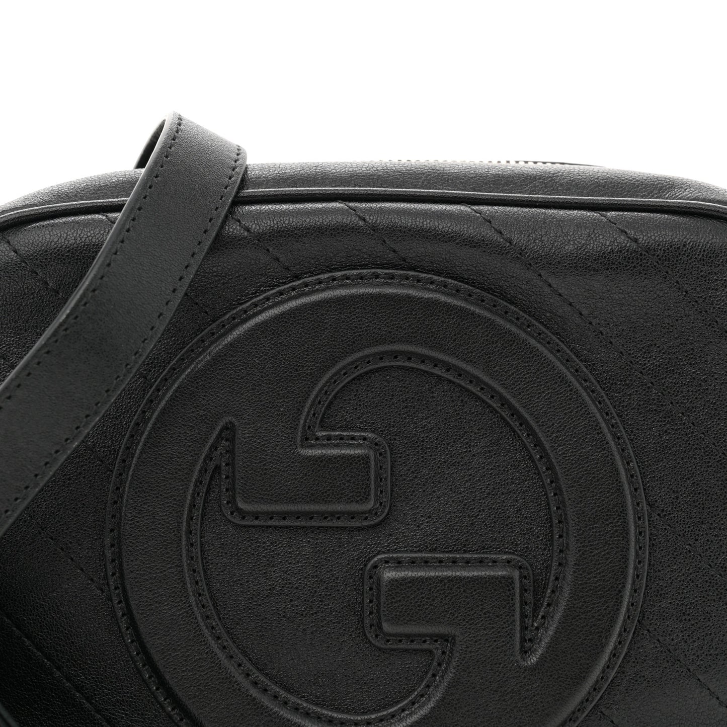 Sakai Be Green Calfskin Diagonal Stitched Small Blondie Shoulder Bag Black