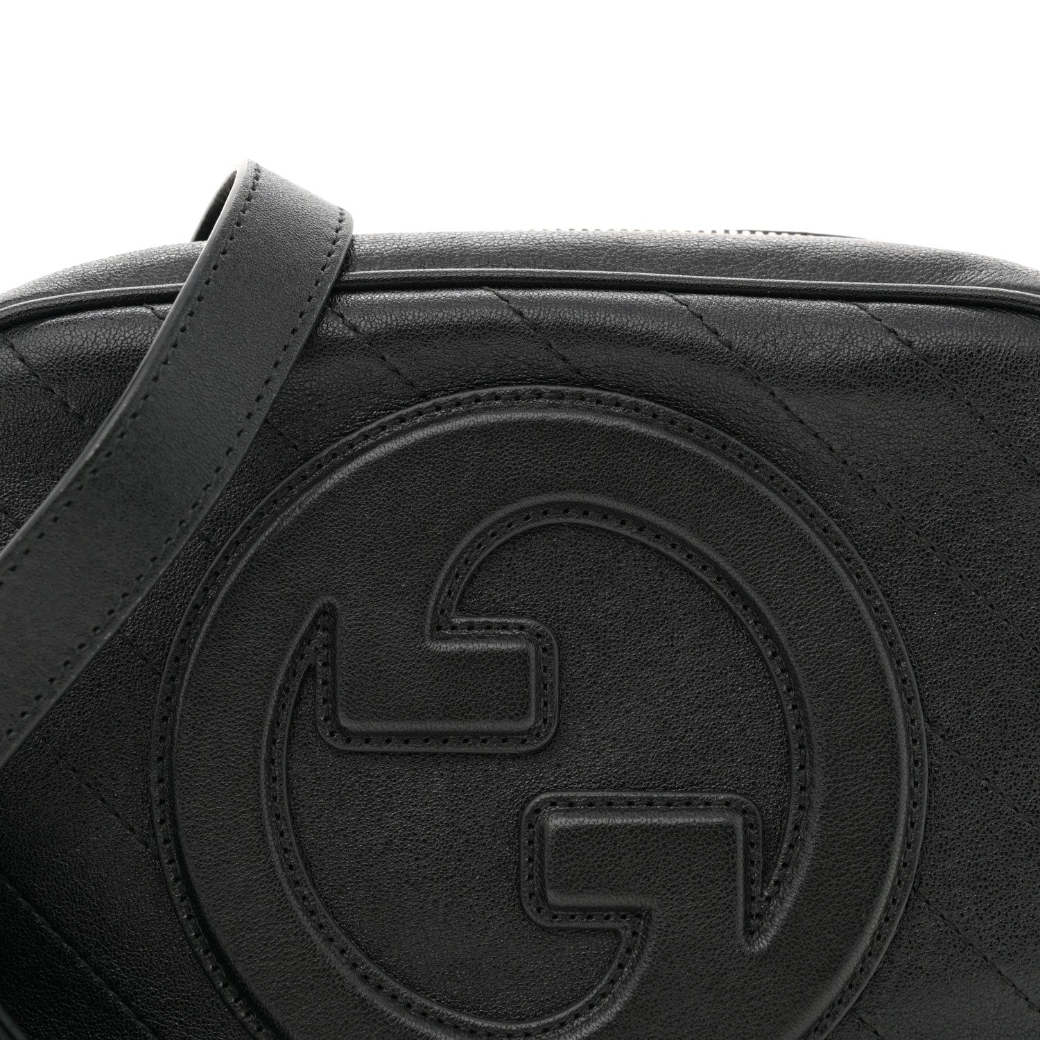 Gucci Sakai Be Green Calfskin Diagonal Stitched Small Blondie Shoulder Bag Black 8 of 10