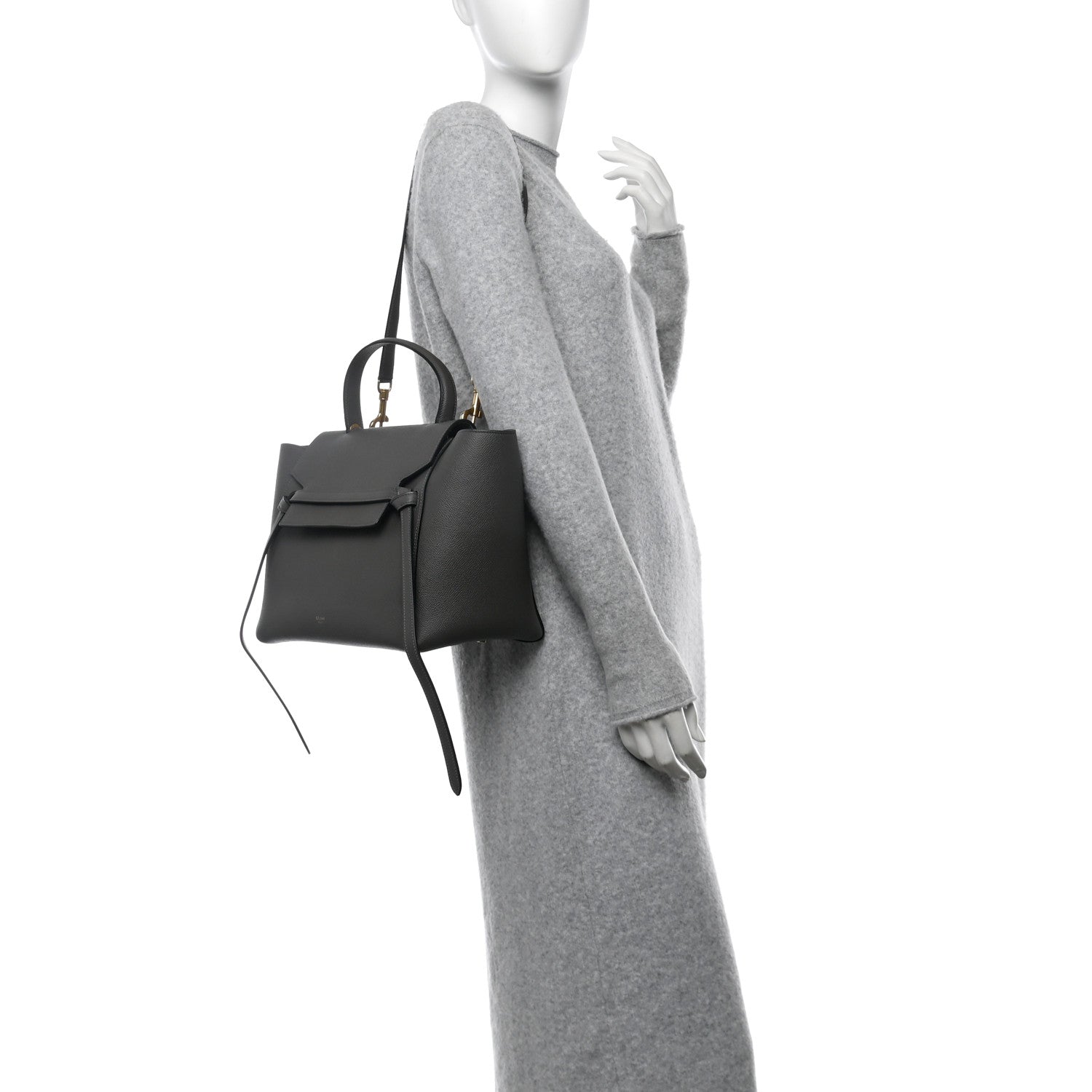 Celine Grained Calfskin Mini Belt Bag Grey 2 of 10