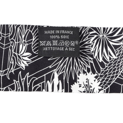 Hermes Silk Animapolis Twilly Black White 4 of 4