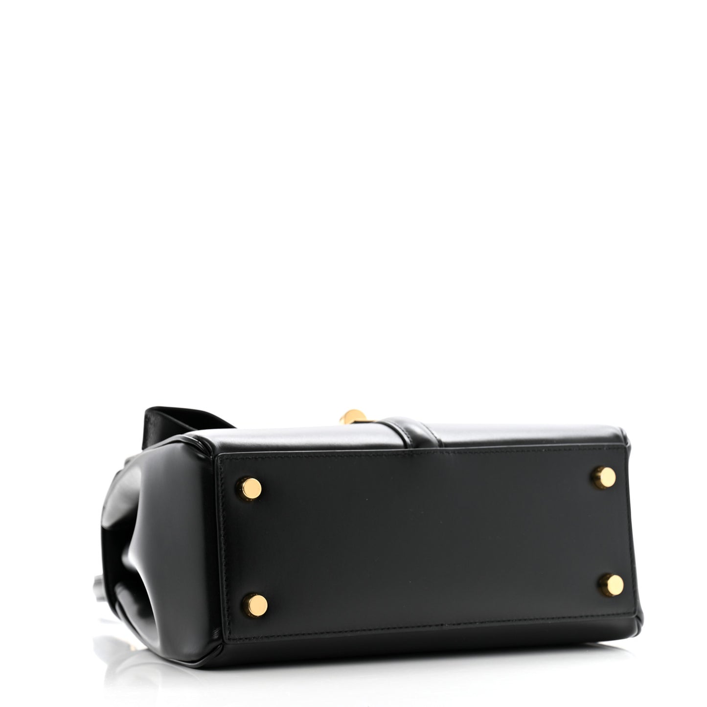 Satinated Calfskin Small 16 Top Handle Bag Black