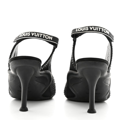 Louis Vuitton Satin Embellished Archlight Slingback Pumps 38 Black 4 of 14