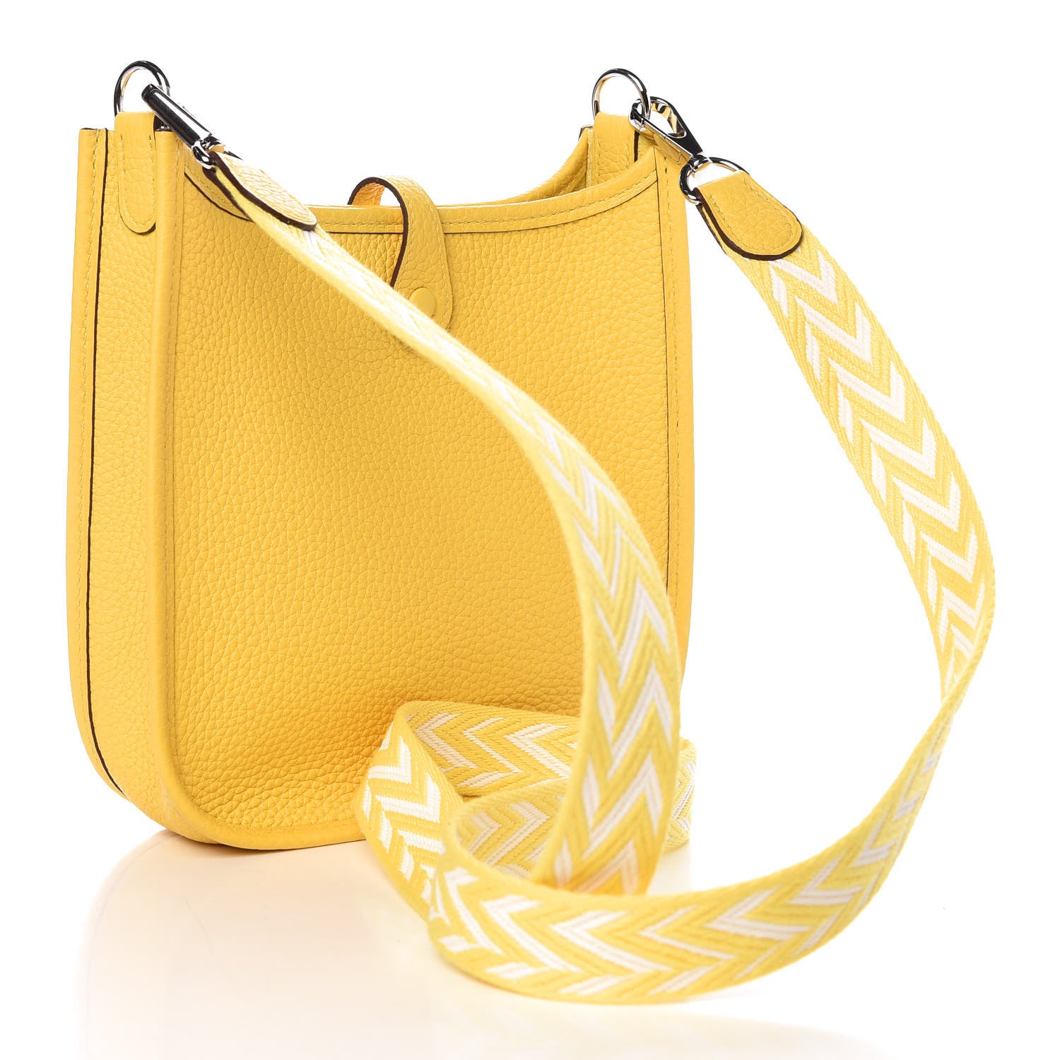 Hermes Taurillon Clemence Amazone Evelyne TPM Jaune De Naples White 3 of 9