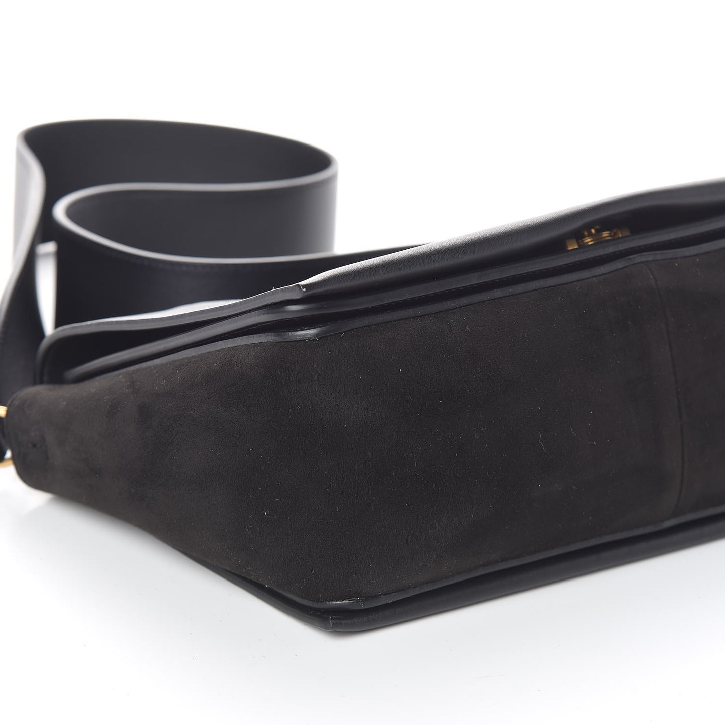 Suede Calfskin Medium Frame Shoulder Bag Black