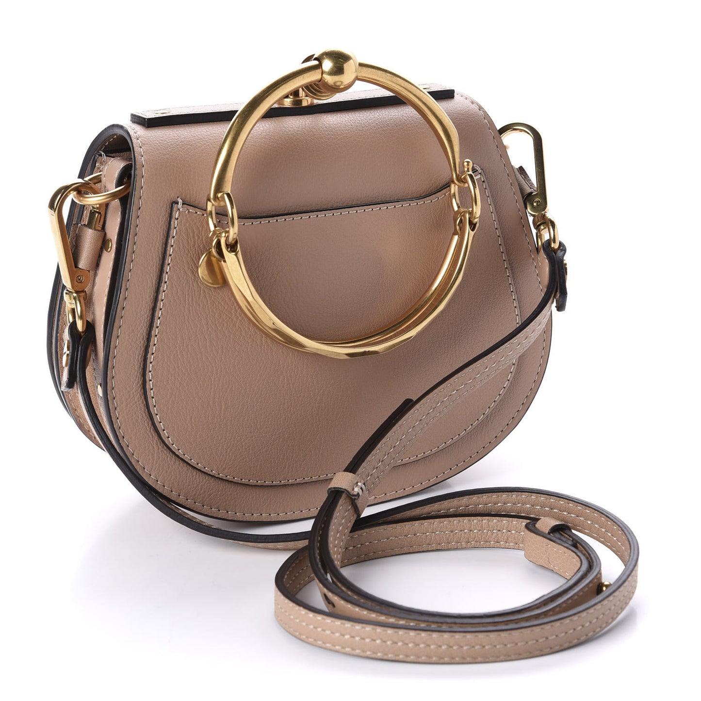 Calfskin Suede Small Nile Bracelet Bag Biscotti Beige