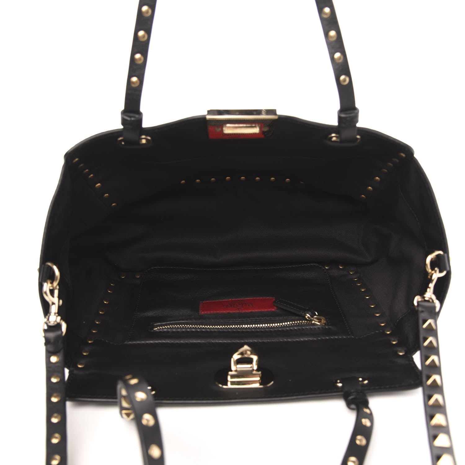 Valentino Garavani Vitello Small Rockstud Tote Black 5 of 8