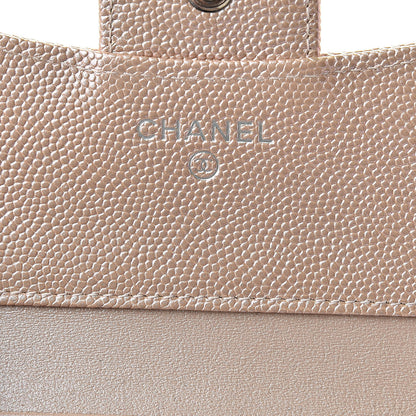 Chanel Metallic Caviar Chevron Quilted Compact Flap Wallet Light Gold 6 of 9