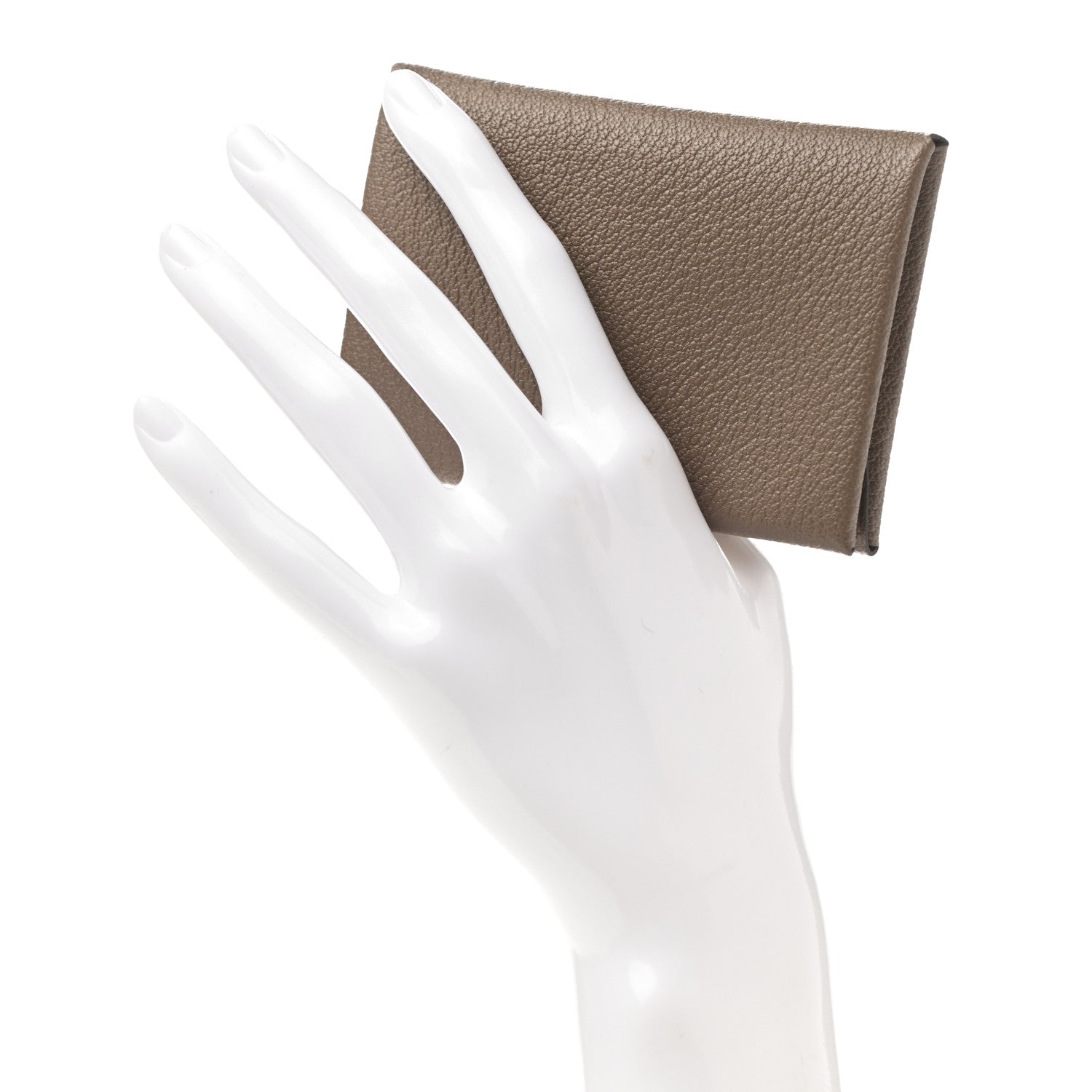 Hermes Chevre Mysore Calvi Duo Card Case Etoupe 2 of 9