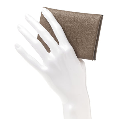 Hermes Chevre Mysore Calvi Duo Card Case Etoupe 2 of 9