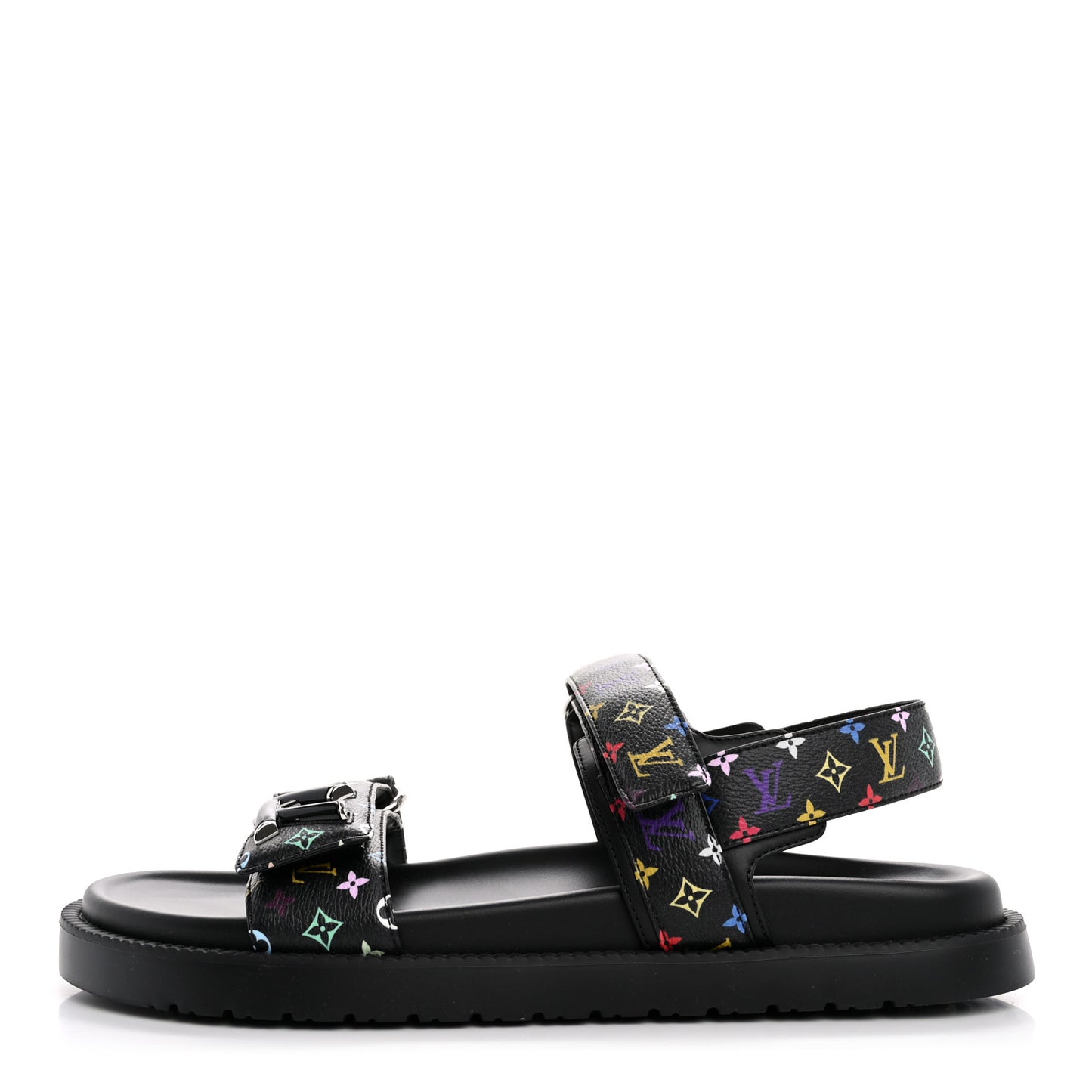 LV X TM Monogram Multicolor Sunset Flat Sandals 40 Black