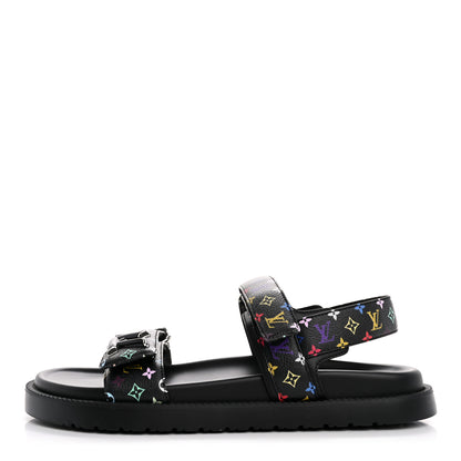Louis Vuitton LV X TM Monogram Multicolor Sunset Flat Sandals 40 Black 1 of 11