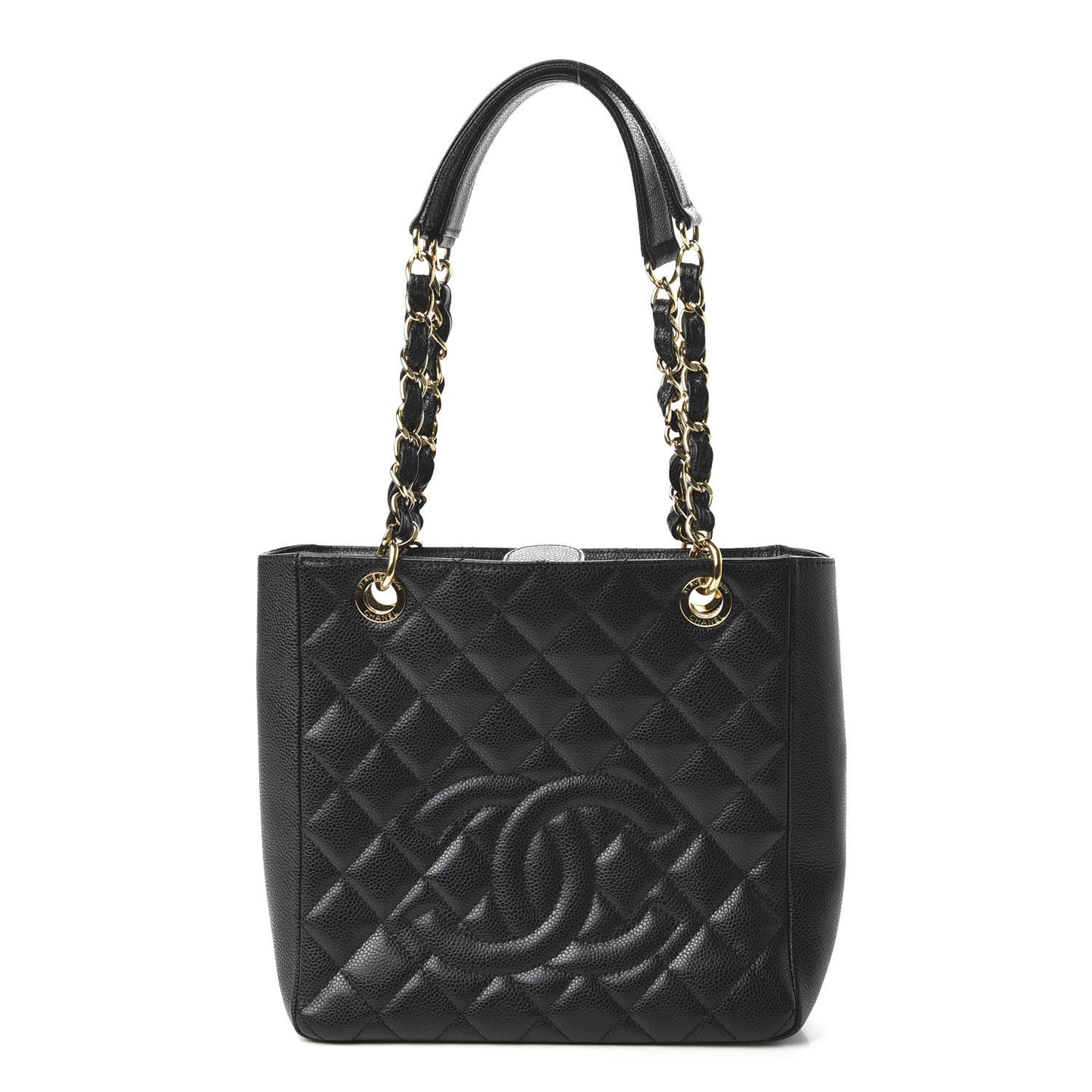 Caviar Quilted Petit Shopping Tote PST Black