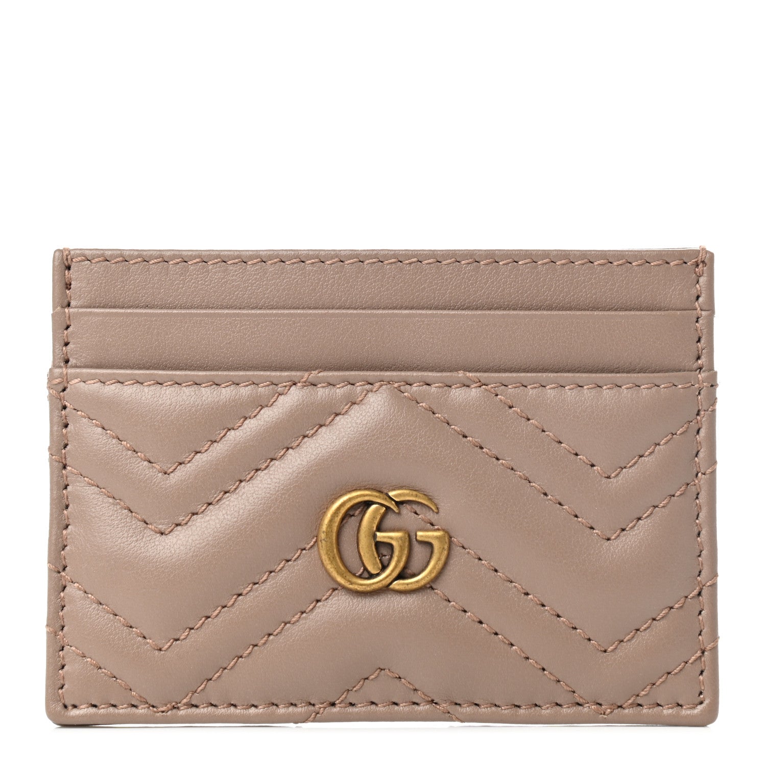 Gucci Calfskin Matelasse GG Marmont Card Holder Porcelain Rose 1 of 6