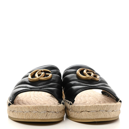 Gucci Nappa Matelasse GG Marmont Espadrille Slide Sandals 37 Black 2 of 10