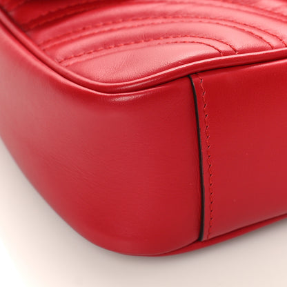 Gucci Calfskin Matelasse Mini GG Marmont Shoulder Bag Hibiscus Red 8 of 9