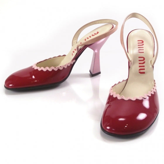 Miu Miu Patent Leather Slingback Heels Red 1 of 6
