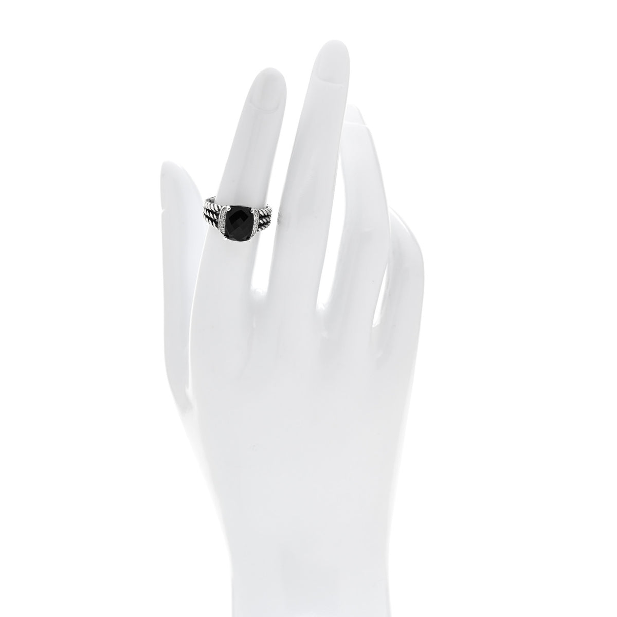 David Yurman Sterling Silver Diamond Black Onyx 10mm Petite Wheaton Ring 51 5.75 2 of 4