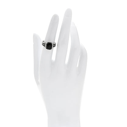 David Yurman Sterling Silver Diamond Black Onyx 10mm Petite Wheaton Ring 51 5.75 2 of 4