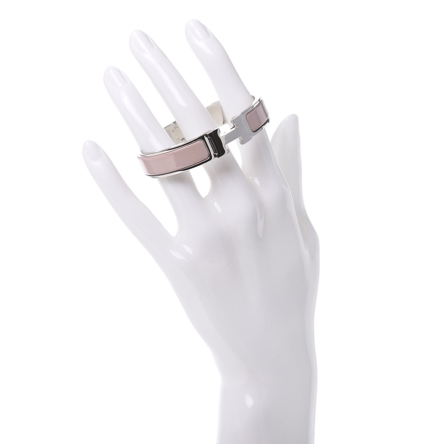 Hermes Enamel Narrow Clic Clac H Bracelet PM Rose Candeur 2 of 5