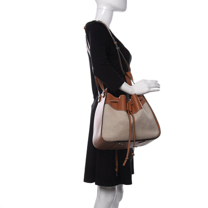 Loewe Calfskin Canvas Medium Hammock Shoulder Bag Natural Tan 2 of 11