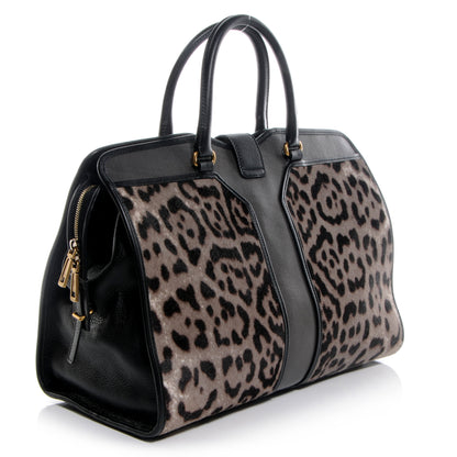 Saint Laurent Pony Hair Leopard Print Large Cabas Chyc Black 3 of 9