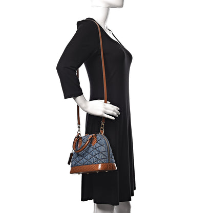 Louis Vuitton Denim Calfskin Reverse Monogram Malletage Alma BB Blue 2 of 9