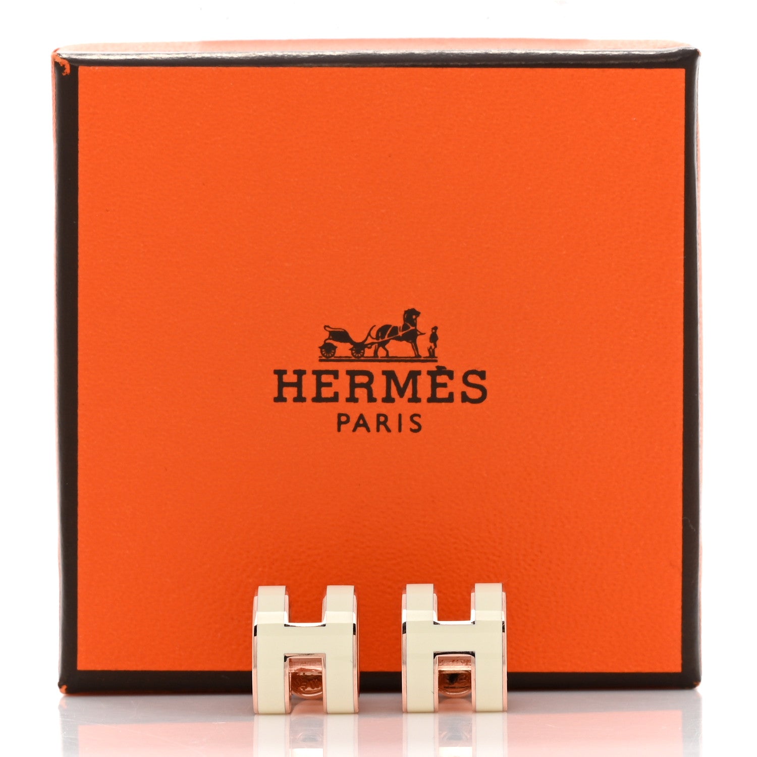 Hermes Rose Gold Lacquered Mini Pop H Earrings White 7 of 7