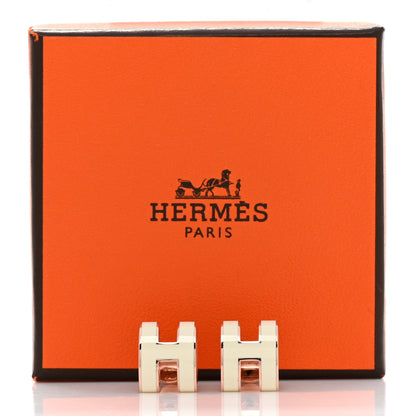 Hermes Rose Gold Lacquered Mini Pop H Earrings White 7 of 7