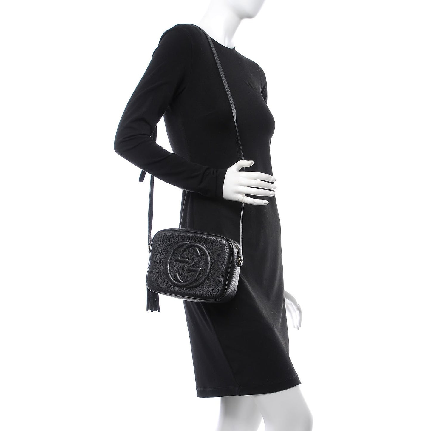 Pebbled Calfskin Small Soho Disco Bag Black