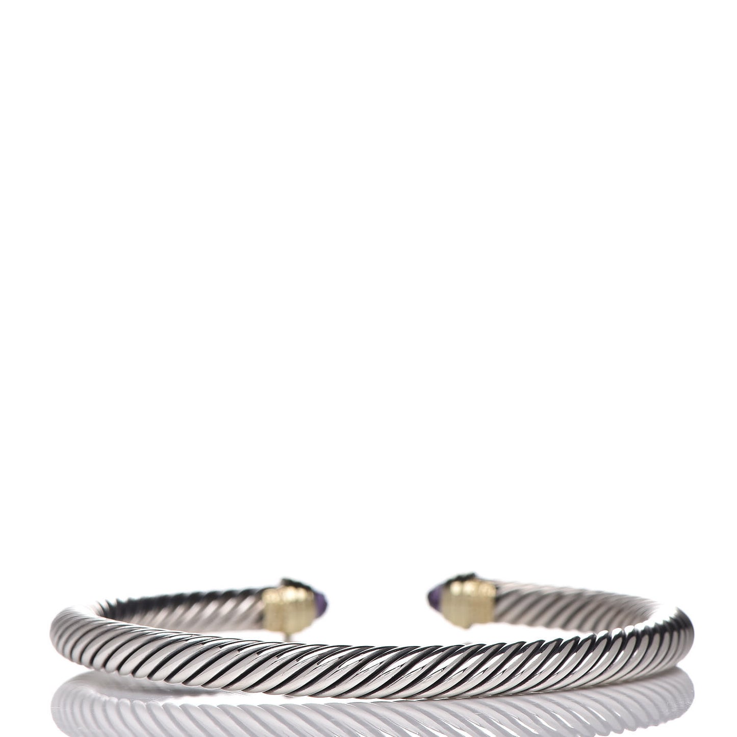 Sterling Silver 14K Yellow Gold Amethyst 5mm Cable Classics Petite Color Bracelet